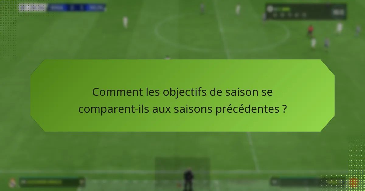 Comment les objectifs de saison se comparent-ils aux saisons précédentes ?
